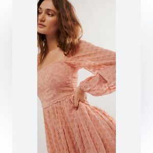 Free People Blush Lace Mini Dress